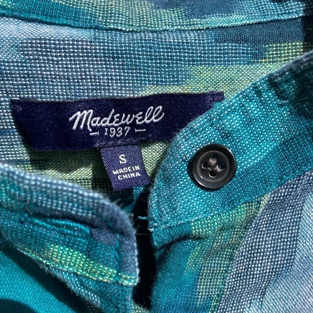 Women's Madewell Multicolor Button-Up Shirt M Pockets Cotton Open Light Vibrant - Picture 10 of 13